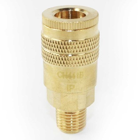 INTERSTATE PNEUMATICS 1/4 Inch Industrial Brass Coupler x 1/4 Inch Male NPT - 6 Ball + Low Profile CH441BS